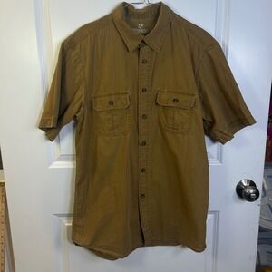 Outdoor Life Mens Trail Shirt Brown Short Sleeve Ripstop Cotton Size M